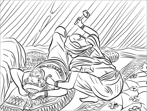 Jael Smote Sisera, And Slew Him Coloring Page